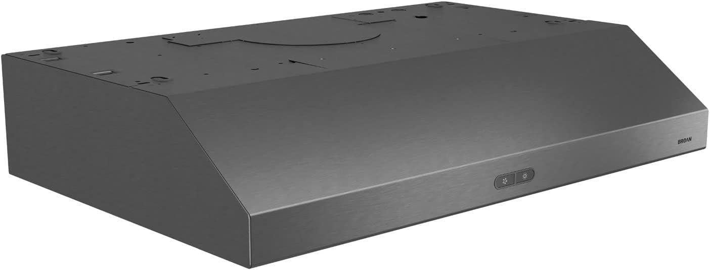 imageBroanNuTone BCDF130SS Glacier Convertible Range Hood Light Exhaust Fan for Under Cabinet Stainless Steel 375 Max Blower CFM 30InchBlack Stainless Steel
