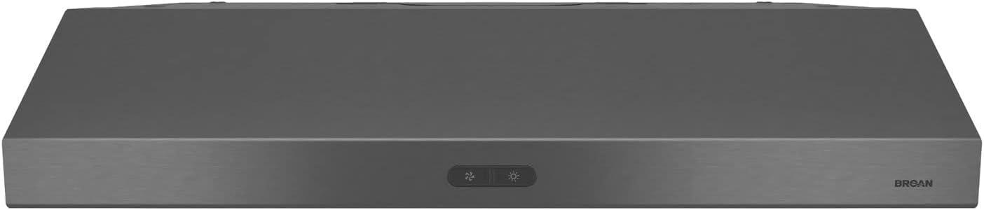 imageBroanNuTone BCDF130SS Glacier Convertible Range Hood Light Exhaust Fan for Under Cabinet Stainless Steel 375 Max Blower CFM 30InchBlack Stainless Steel