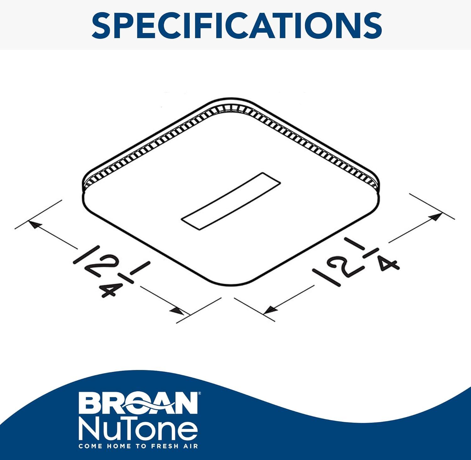 imageBroanNuTone FG1000VVS SurfaceShield Antibacterial LED Replacement Upgrade Grille Cover with Vyv Technology 1225x1225 White Grille cover only fan not includedLight