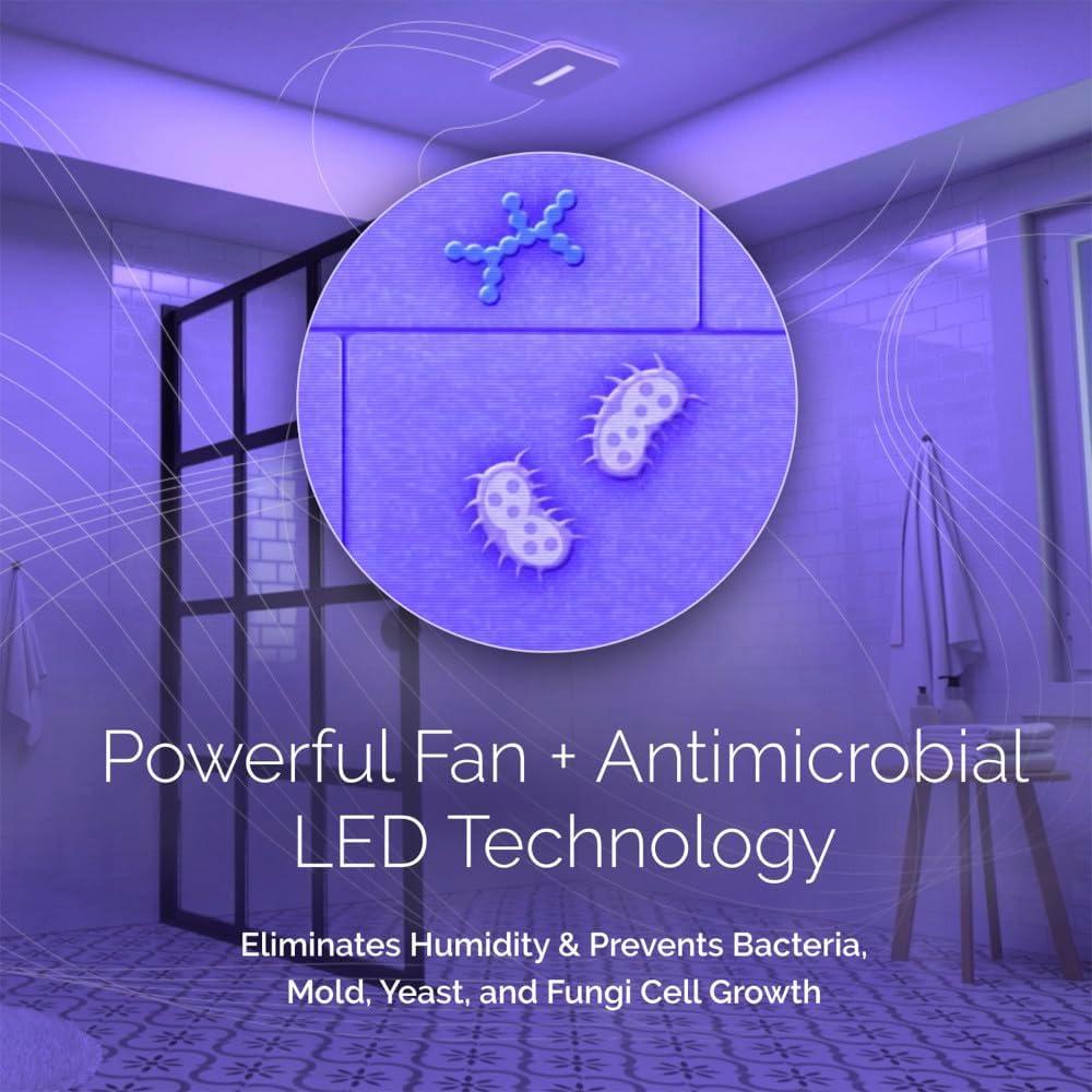 imageBroanNuTone FG1000VVS SurfaceShield Antibacterial LED Replacement Upgrade Grille Cover with Vyv Technology 1225x1225 White Grille cover only fan not includedLight