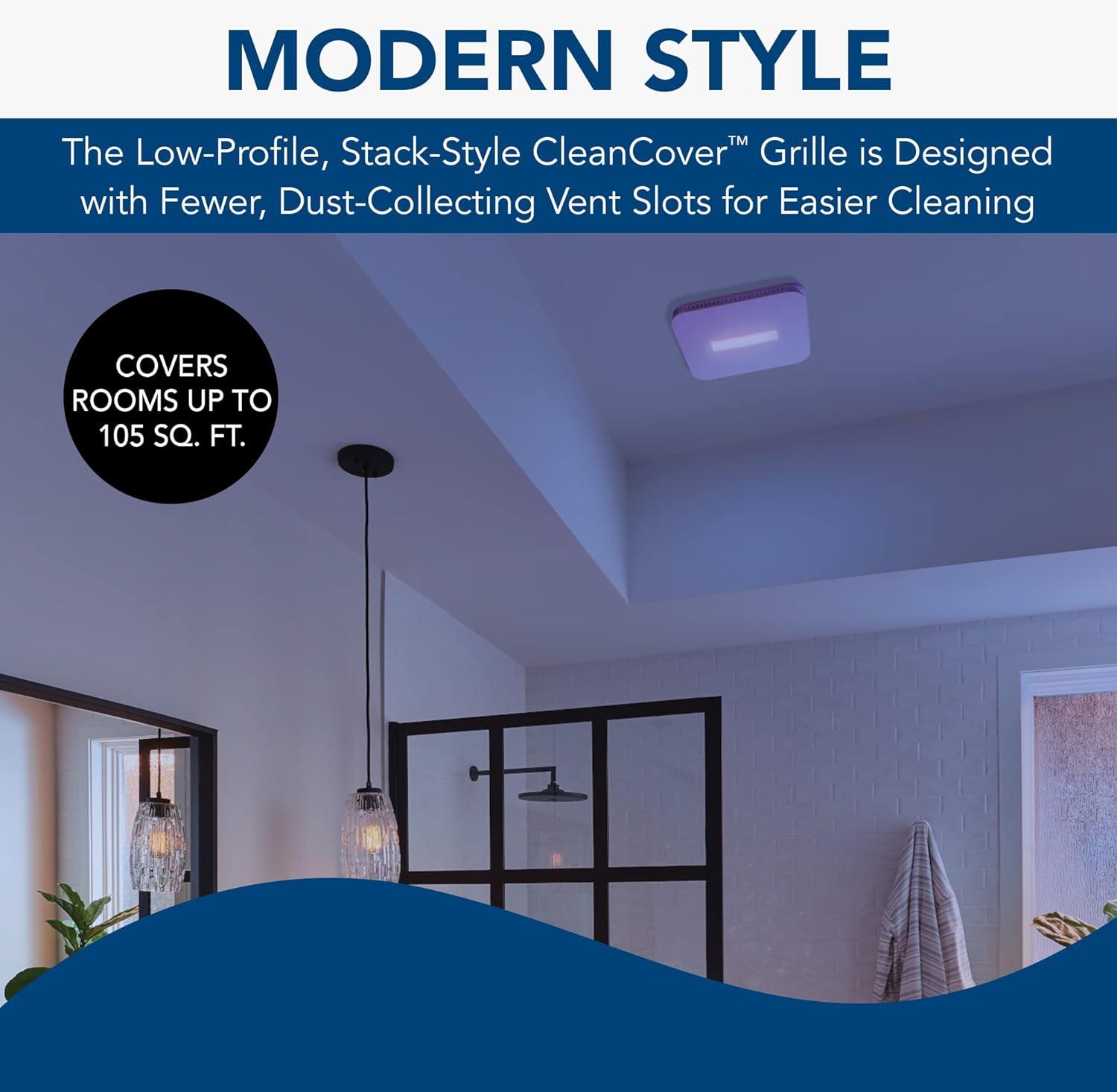 imageBroanNuTone FG1000VVS SurfaceShield Antibacterial LED Replacement Upgrade Grille Cover with Vyv Technology 1225x1225 White Grille cover only fan not includedLight