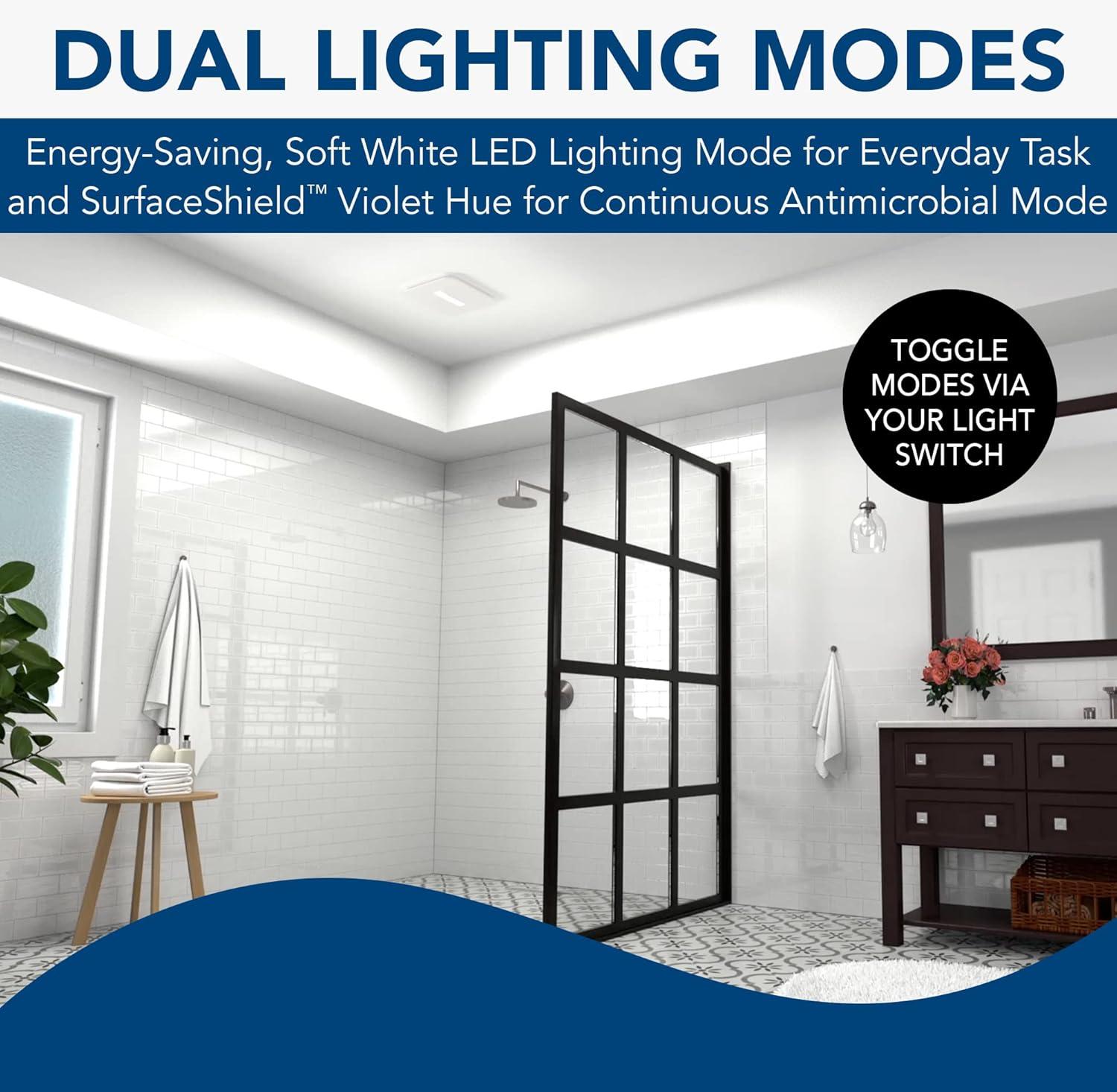 imageBroanNuTone FG1000VVS SurfaceShield Antibacterial LED Replacement Upgrade Grille Cover with Vyv Technology 1225x1225 White Grille cover only fan not includedLight