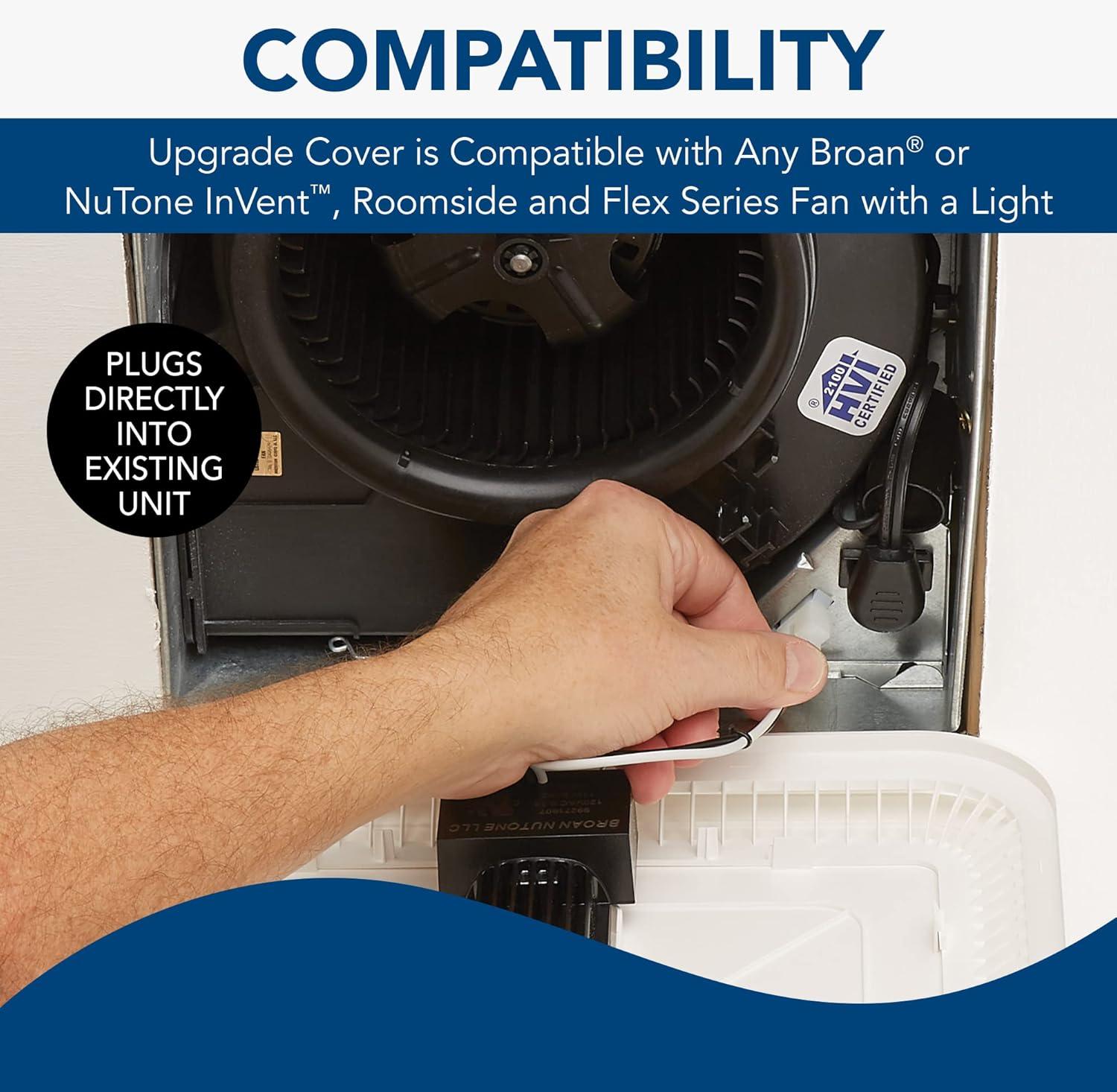 imageBroanNuTone FG1000VVS SurfaceShield Antibacterial LED Replacement Upgrade Grille Cover with Vyv Technology 1225x1225 White Grille cover only fan not includedLight