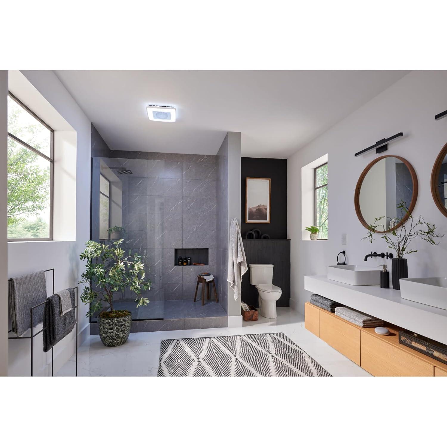 imageBroanNuTone VC110CCT Sensonic Alexa Voice Controlled Smart Exhaust Fan with Dimmable LED Light and Bluetooth Speakers 110 CFMWhite 1325quotx1325quotx575quotFan