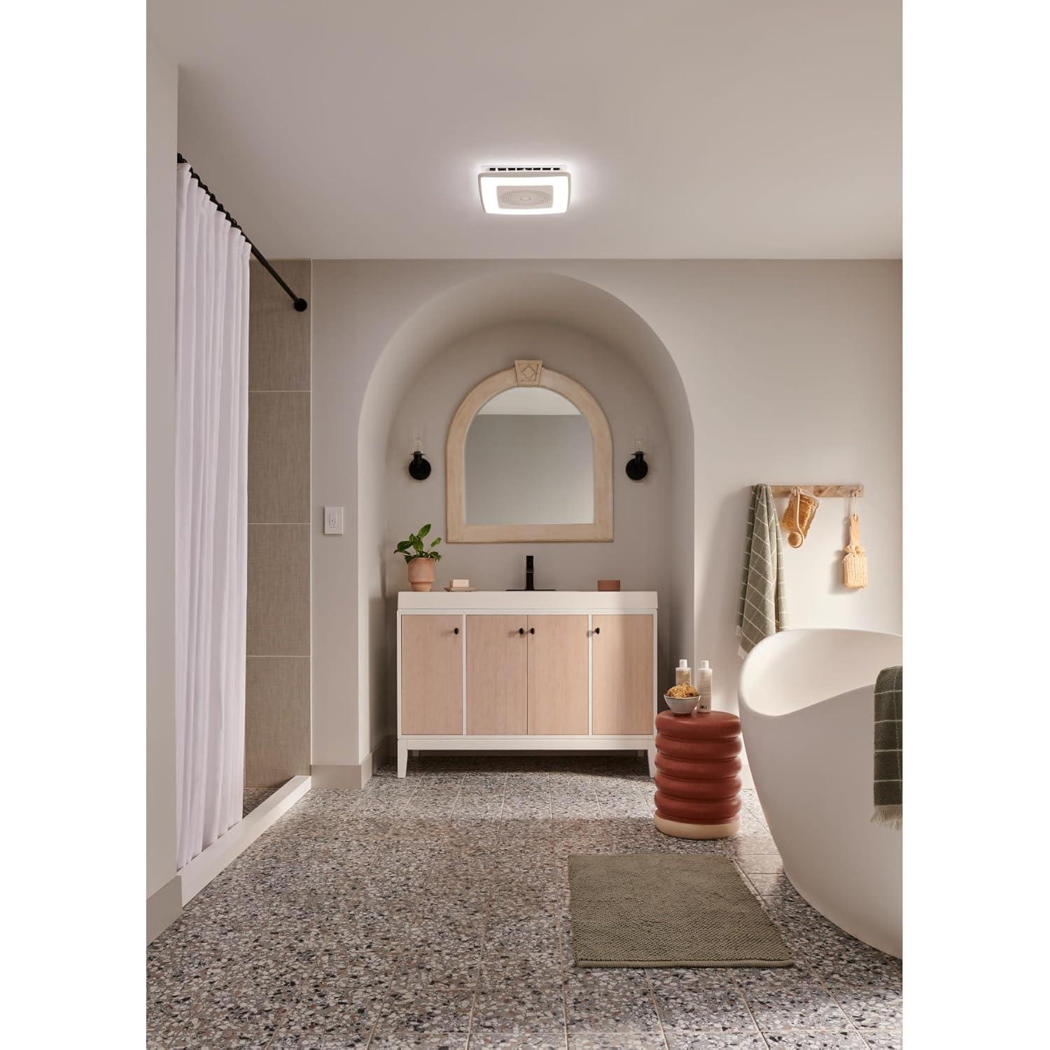 imageBroanNuTone VC110CCT Sensonic Alexa Voice Controlled Smart Exhaust Fan with Dimmable LED Light and Bluetooth Speakers 110 CFMWhite 1325quotx1325quotx575quotFan