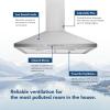 imageBroanNuTone BWP1364SS Pyramidal Range LED Lighting Convertiable WallMount Kitchen Chimney Vent Hood 36Inch Stainless Steel30Inch