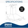 imageBroanNuTone EWP1306SS Pyramidal Range LED Lighting WallMount Kitchen Chimney Vent Hood 30Inch Stainless Steel630 CFM