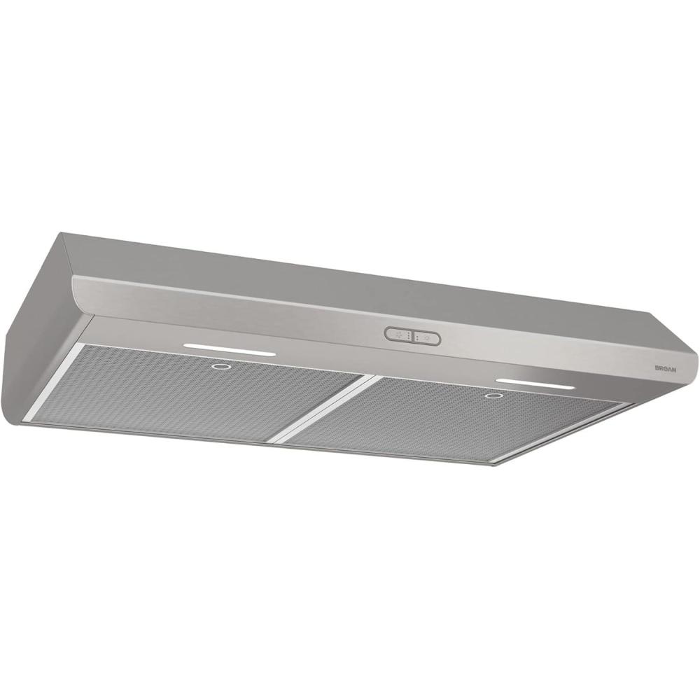 imageBroanNuTone BKDF130SSK Stainless Steel Broan 375 Max Blower CFM 30Inch Undercabinet Range Hood Cord Kit and Charcoal Filters