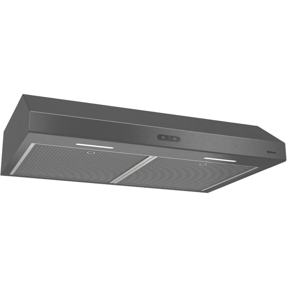 imageBroanNuTone BCDF130SS Glacier Convertible Range Hood Light Exhaust Fan for Under Cabinet Stainless Steel 375 Max Blower CFM 30InchBlack Stainless Steel