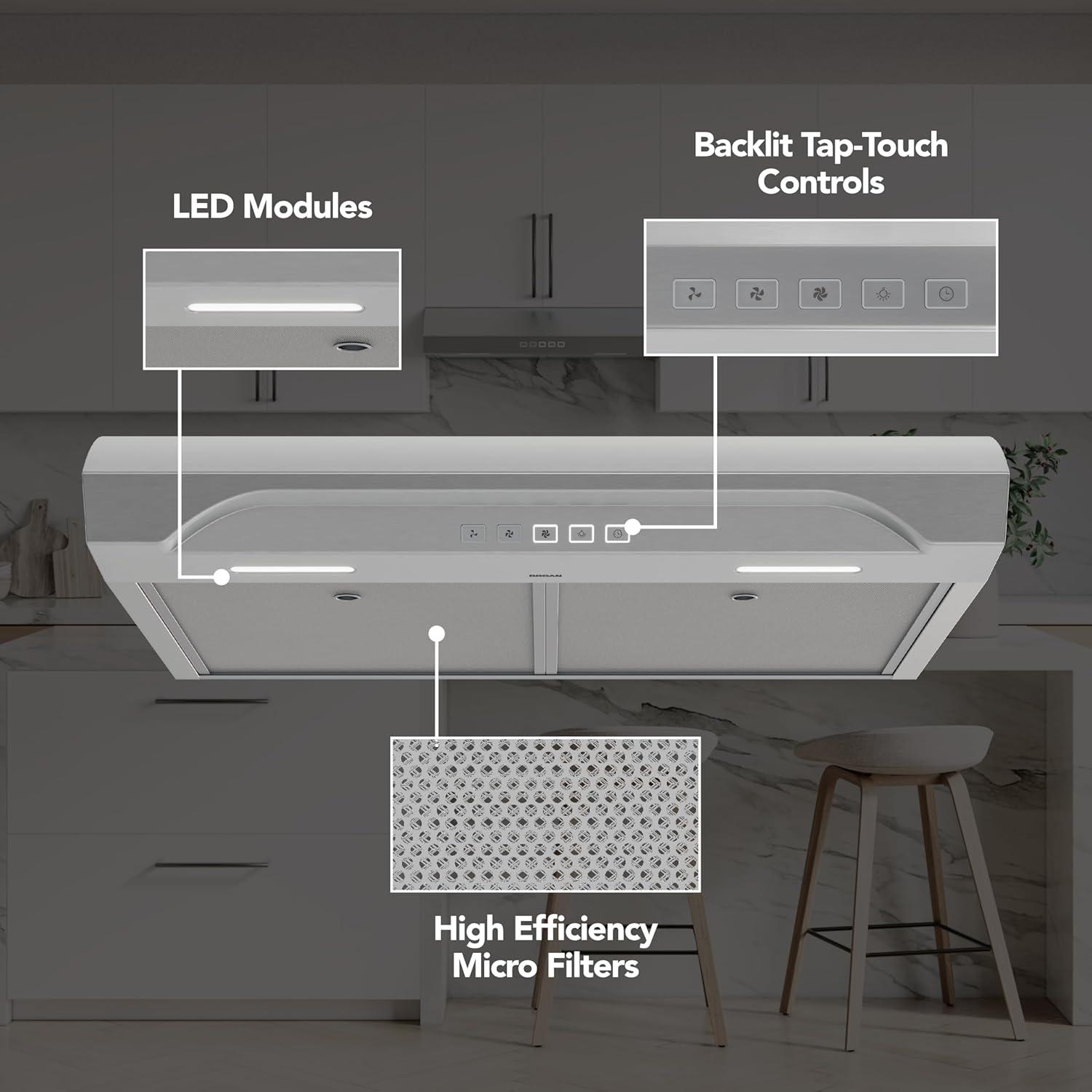 imageAlta 30Inch 350 MAX Blower CFM 15 Sones Stainless Steel Range Hood