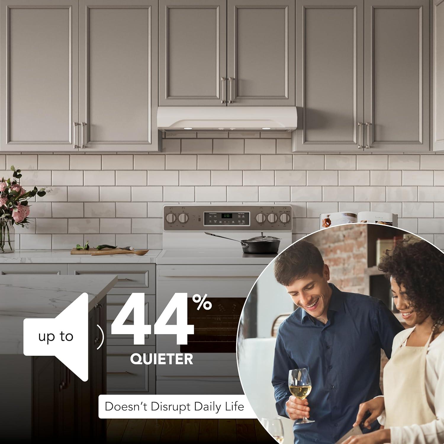 imageBroanNuTone ALT1303WW Alta 30Inch 350 MAX Blower CFM 15 Sones White Range Hood UndercabinetWhite