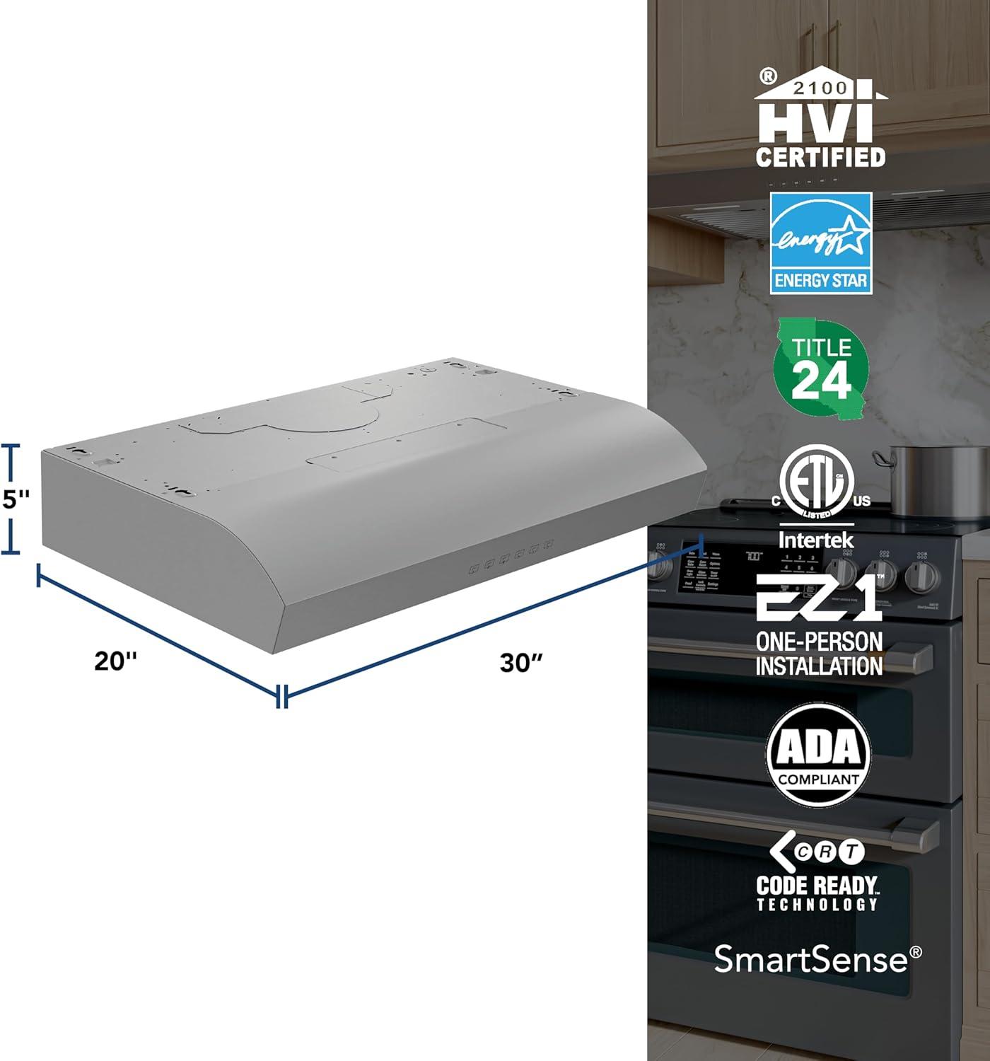 imageBroanNuTone MTR3304SS Mantra 30Inch 490 MAX Blower CFM 10 Sones Stainless Steel Range Hood Undercabinet