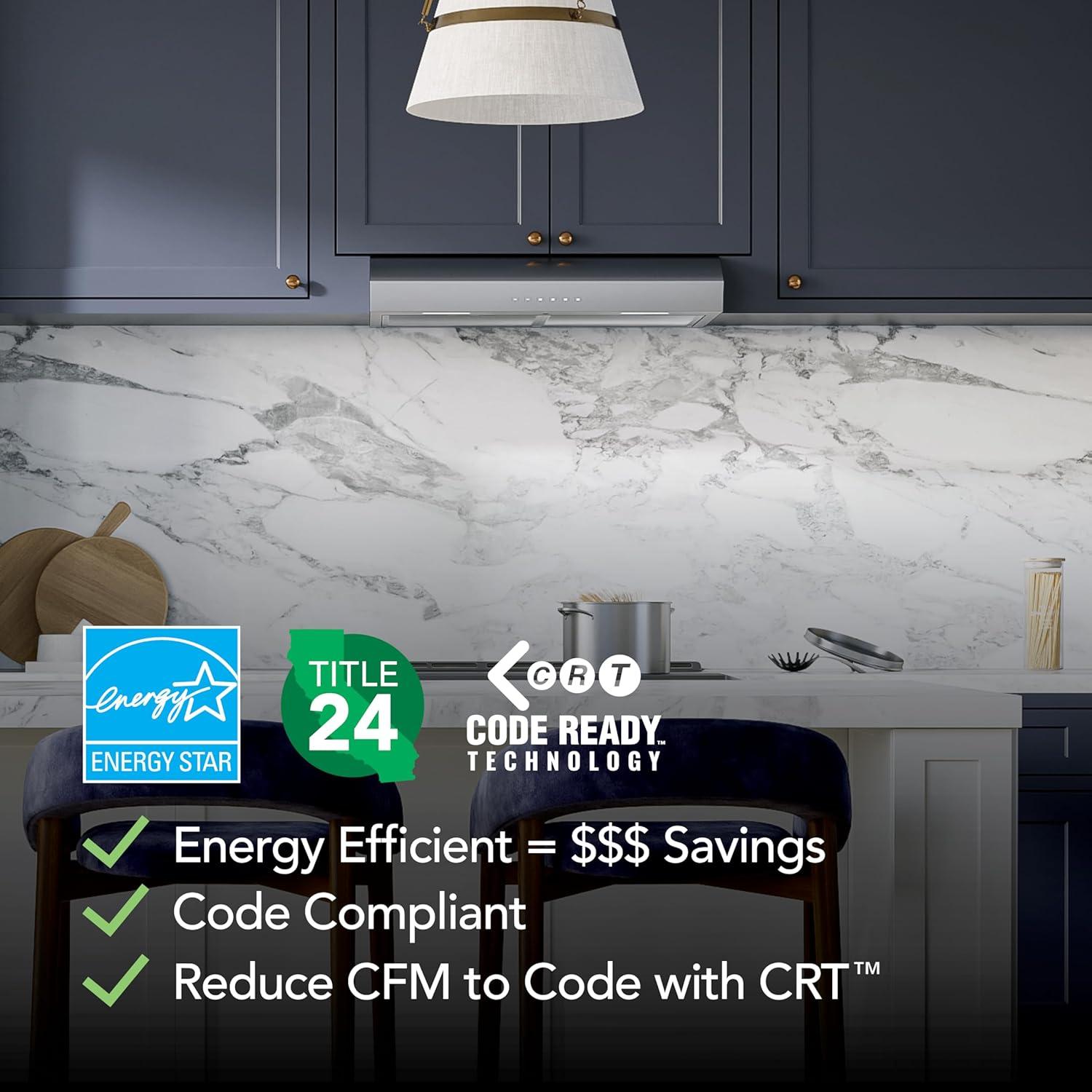 imageBroanNuTone MTR3304SS Mantra 30Inch 490 MAX Blower CFM 10 Sones Stainless Steel Range Hood Undercabinet