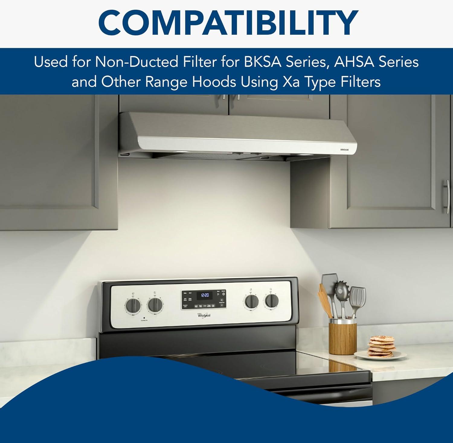 imageBroanNuTone HPF1 Replacement Charcoal Filter XA for Ductless Range Hoods Carbon Air Filter Charcoal Air Filter for Kitchen Pack of 4