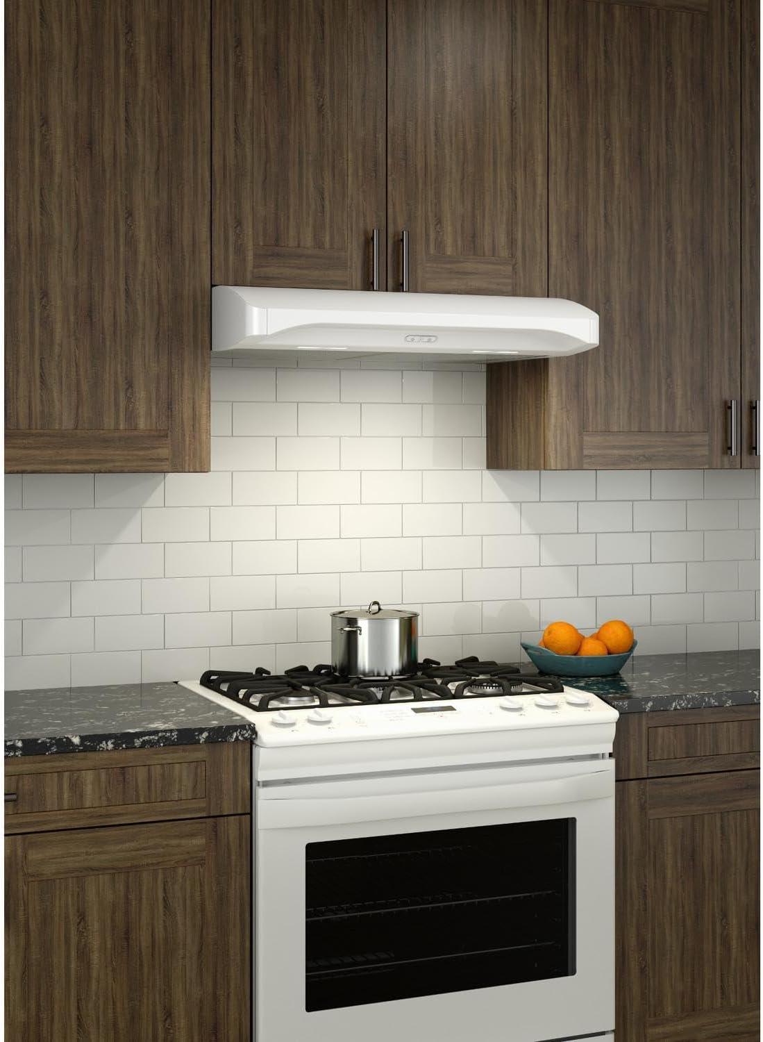imageBroan Elite 30Inch Convertible UnderCabinet Range Hood White 375 Max Blower CFM