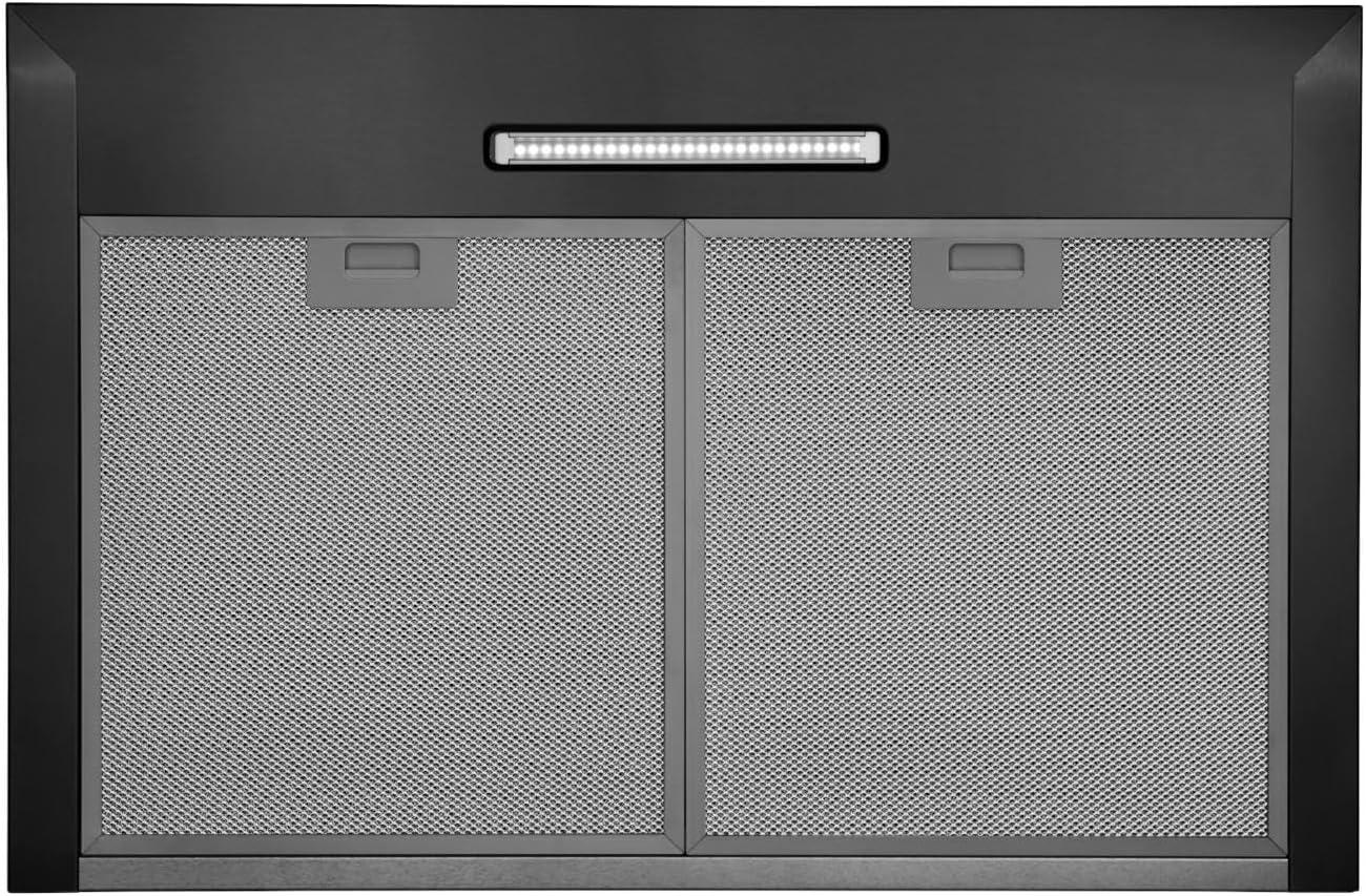 imageBroanNuTone 30inch WallMount Convertible ChimneyStyle Pyramidal Range Hood with 3Speed Exhaust Fan and Light 460 Max Blower CFM Black Stainless SteelBlack Stainless Steel