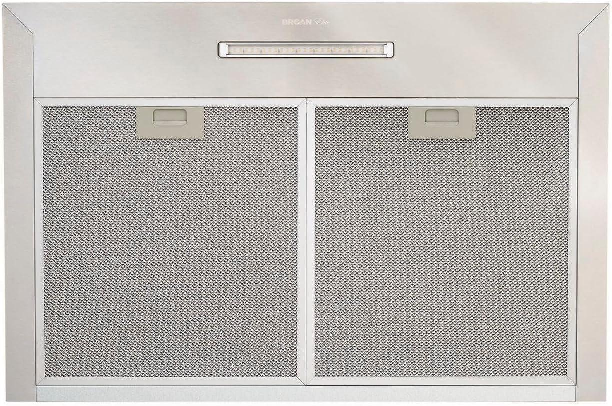 imageBroanNuTone 30inch WallMount Convertible ChimneyStyle Pyramidal Range Hood with 3Speed Exhaust Fan and Light 460 Max Blower CFM Black Stainless SteelStainless Steel