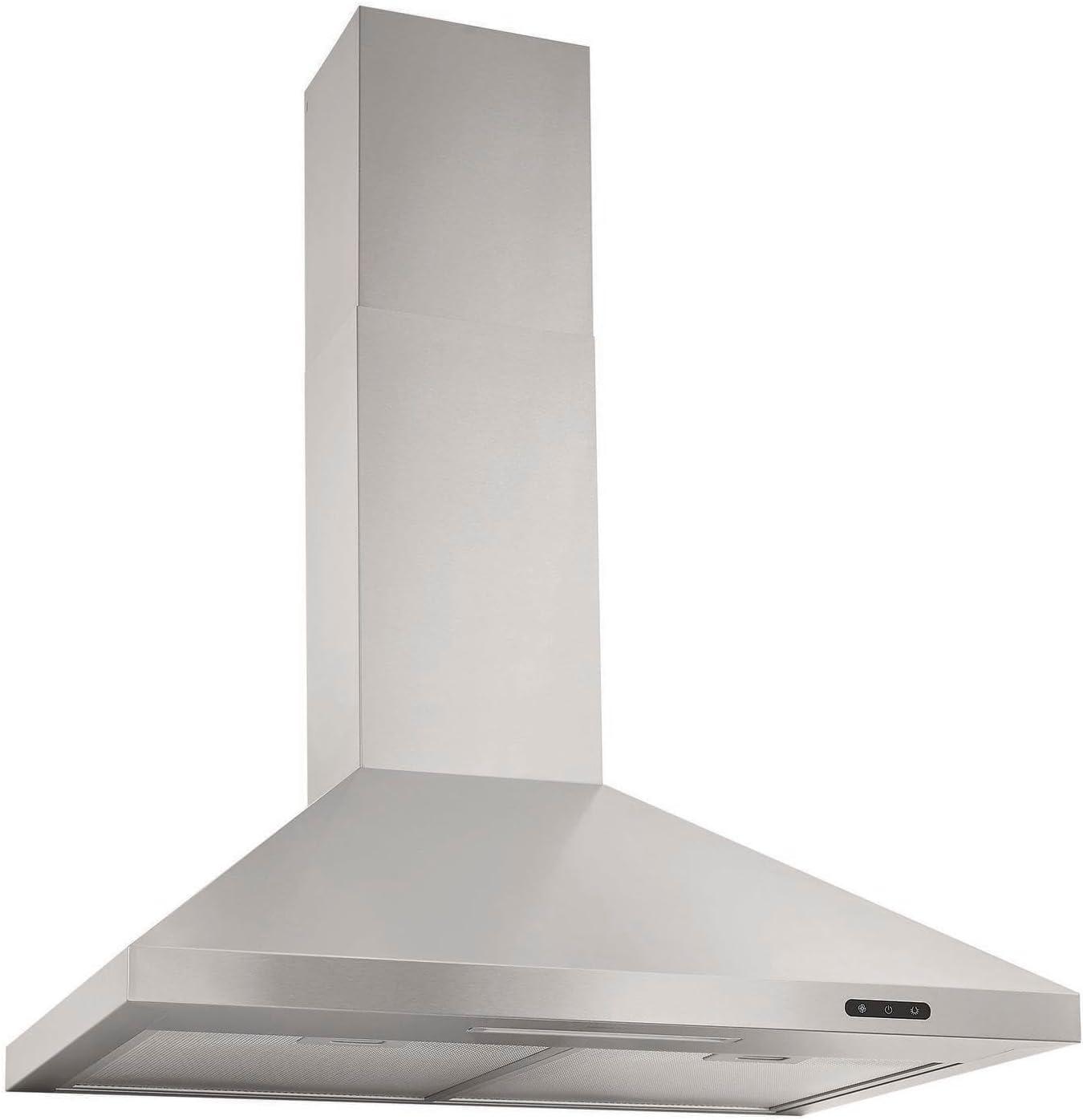 imageBroanNuTone 30inch WallMount Convertible ChimneyStyle Pyramidal Range Hood with 3Speed Exhaust Fan and Light 460 Max Blower CFM Black Stainless SteelStainless Steel