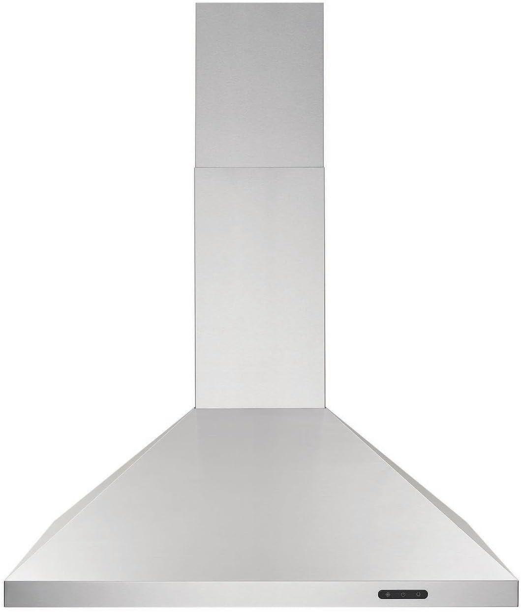 imageBroanNuTone 30inch WallMount Convertible ChimneyStyle Pyramidal Range Hood with 3Speed Exhaust Fan and Light 460 Max Blower CFM Black Stainless SteelStainless Steel