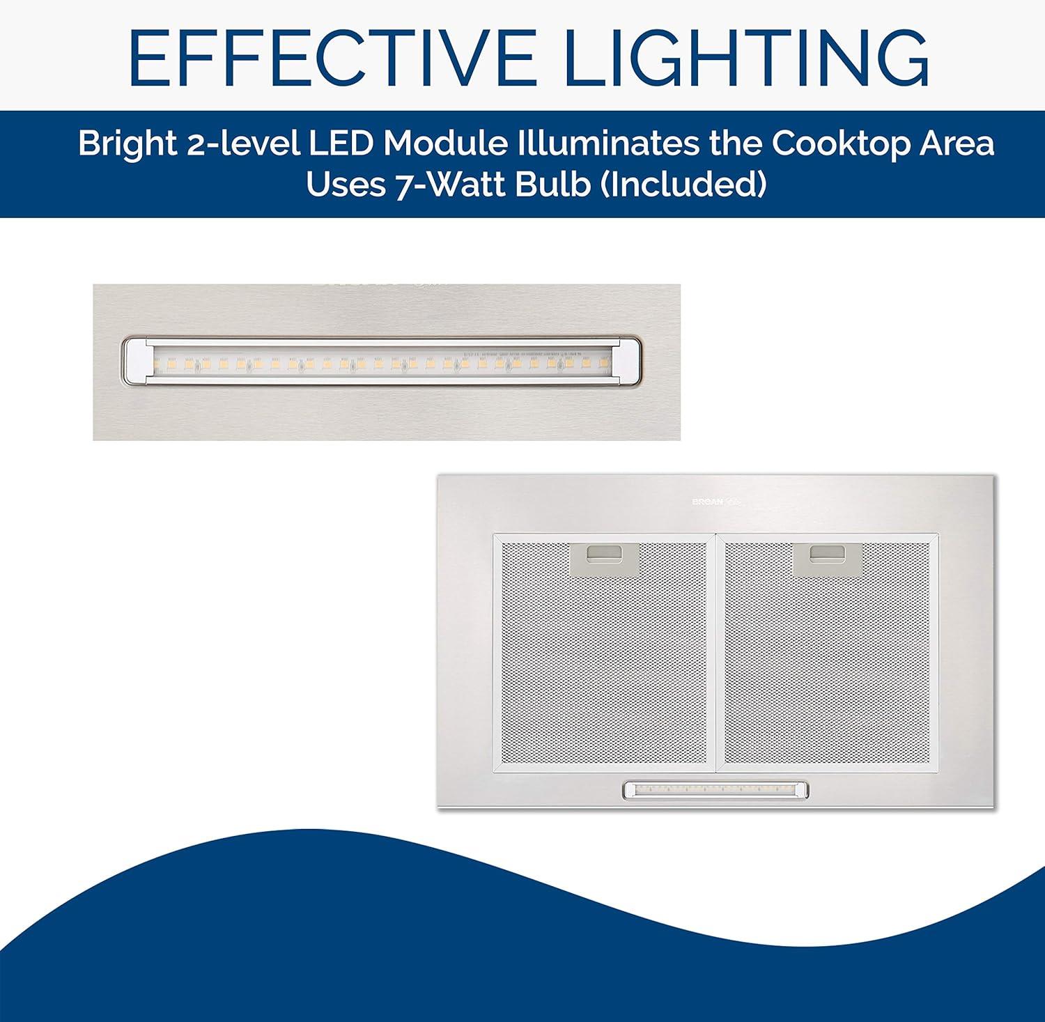 imageBroanNuTone 30inch WallMount Convertible ChimneyStyle Pyramidal Range Hood with 3Speed Exhaust Fan and Light 460 Max Blower CFM Black Stainless SteelStainless Steel