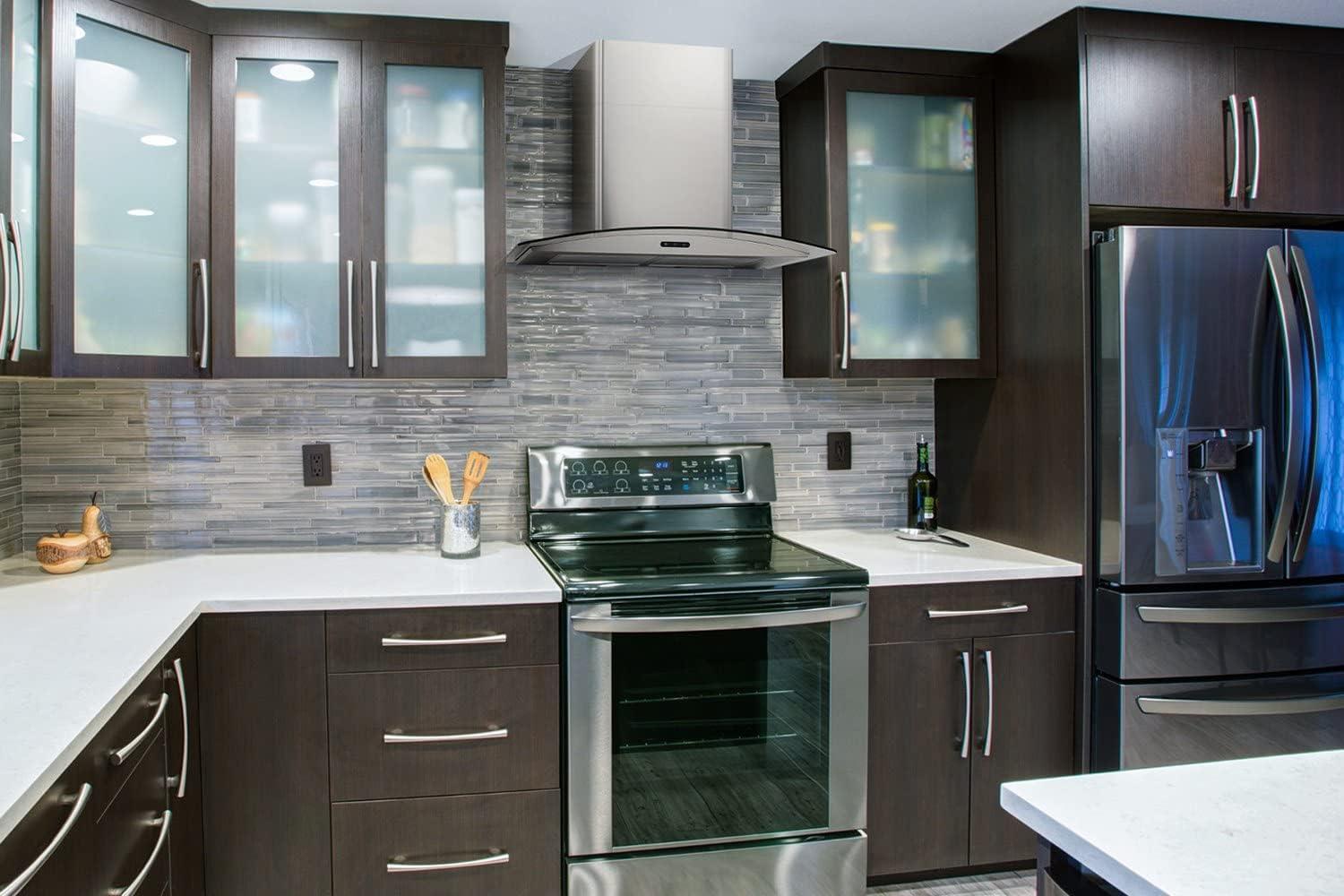 imageBroanNuTone 30inch WallMount Convertible ChimneyStyle Range Hood with 3Speed Exhaust Fan and Light 460 Max Blower CFM Stainless SteelStainless Steel