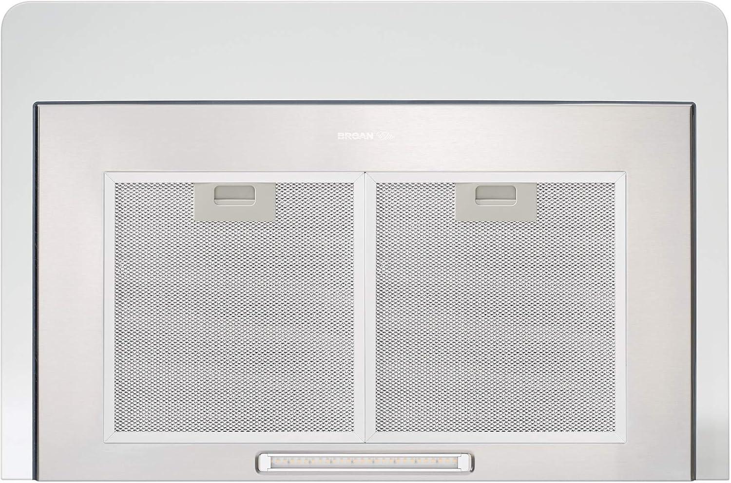 imageBroanNuTone 30inch WallMount Convertible ChimneyStyle Range Hood with 3Speed Exhaust Fan and Light 460 Max Blower CFM Stainless SteelStainless Steel