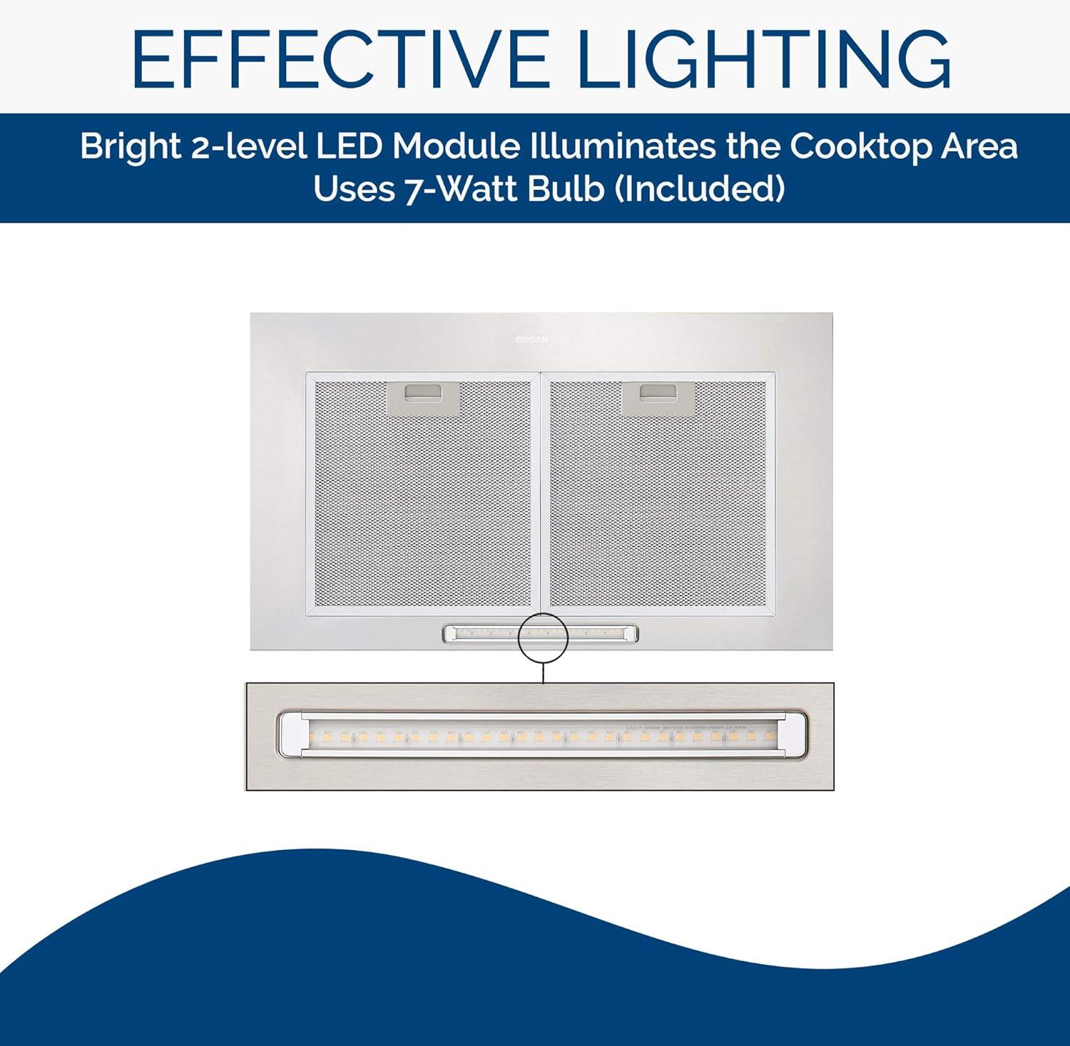 imageBroanNuTone 30inch WallMount Convertible ChimneyStyle Range Hood with 3Speed Exhaust Fan and Light 460 Max Blower CFM Stainless SteelStainless Steel