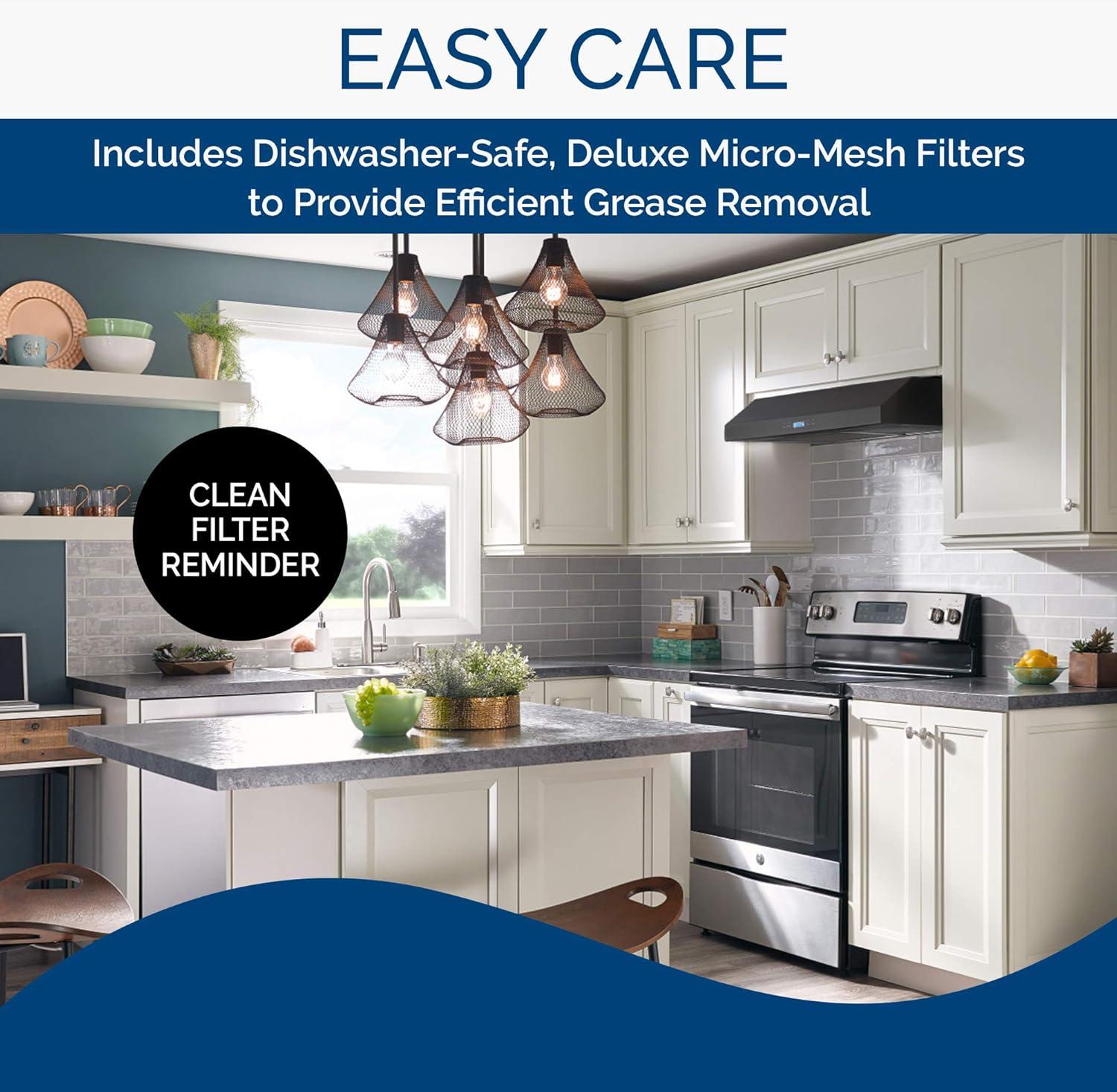 imageBroanNuTone BCDJ130WH Glacier 30inch UnderCabinet 4Way Convertible Range Hood with 3Speed Exhaust Fan and Light WhiteBlack