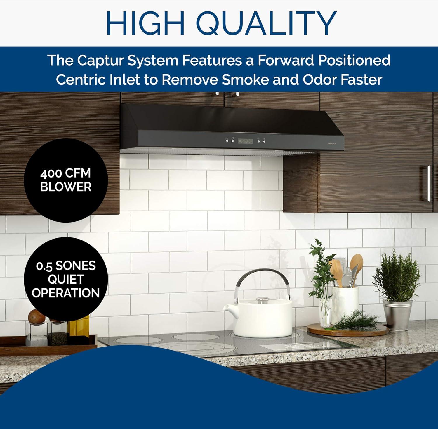 imageBroanNuTone BCDJ130WH Glacier 30inch UnderCabinet 4Way Convertible Range Hood with 3Speed Exhaust Fan and Light WhiteBlack