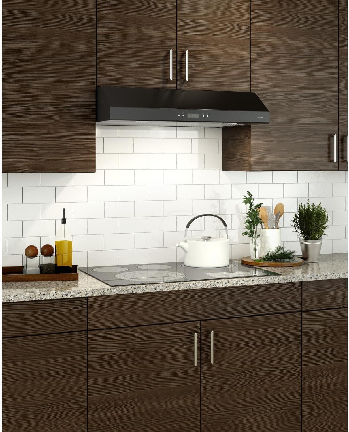 imageBroanNuTone BCDJ130WH Glacier 30inch UnderCabinet 4Way Convertible Range Hood with 3Speed Exhaust Fan and Light WhiteBlack