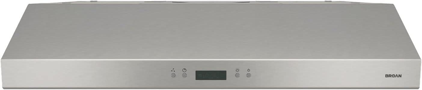 imageBroanNuTone BCDJ130WH Glacier 30inch UnderCabinet 4Way Convertible Range Hood with 3Speed Exhaust Fan and Light WhiteStainless Steel