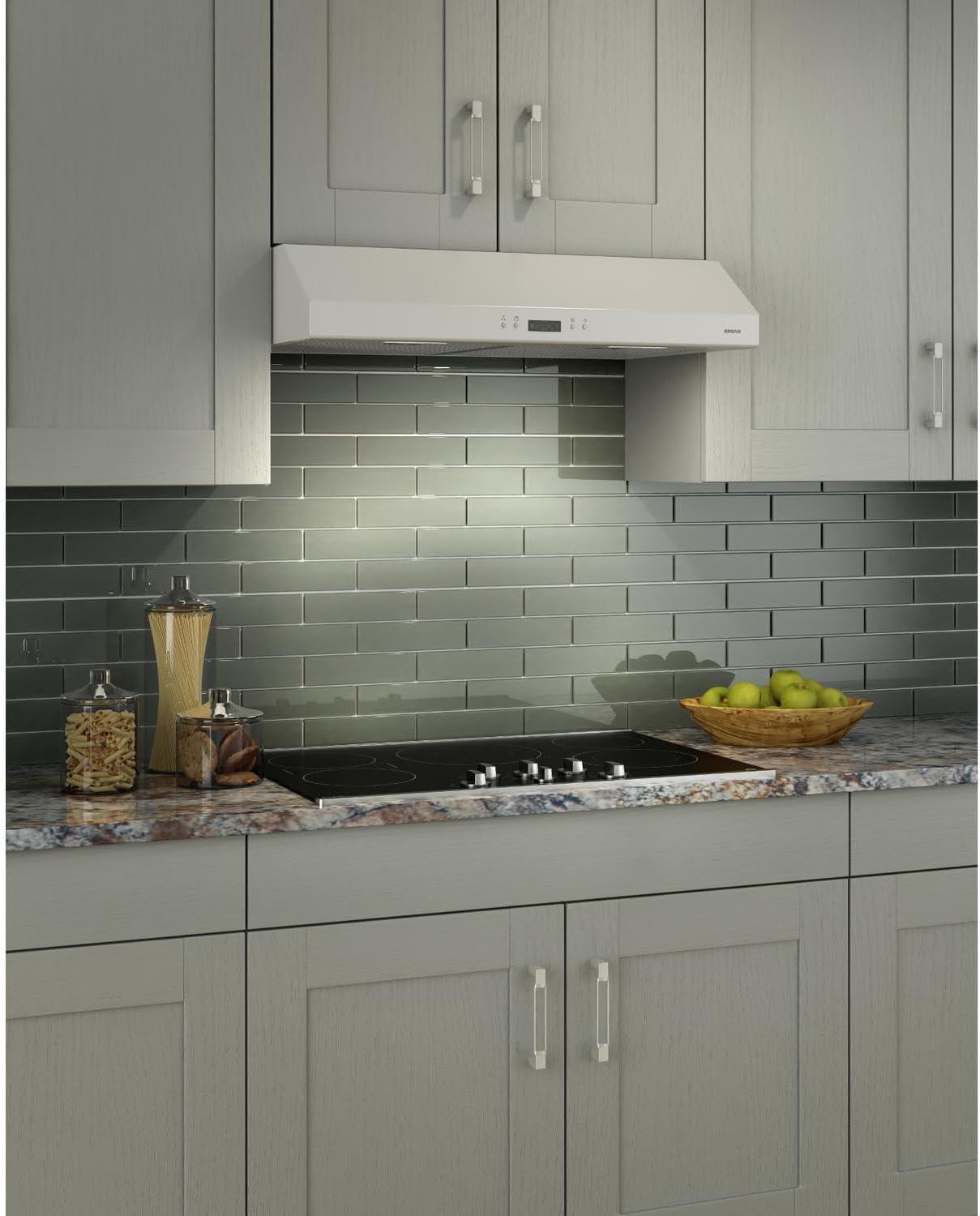 imageBroanNuTone BCDJ130WH Glacier 30inch UnderCabinet 4Way Convertible Range Hood with 3Speed Exhaust Fan and Light WhiteWhite