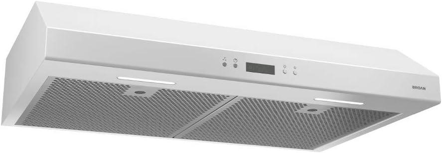 imageBroanNuTone BCDJ130WH Glacier 30inch UnderCabinet 4Way Convertible Range Hood with 3Speed Exhaust Fan and Light WhiteWhite