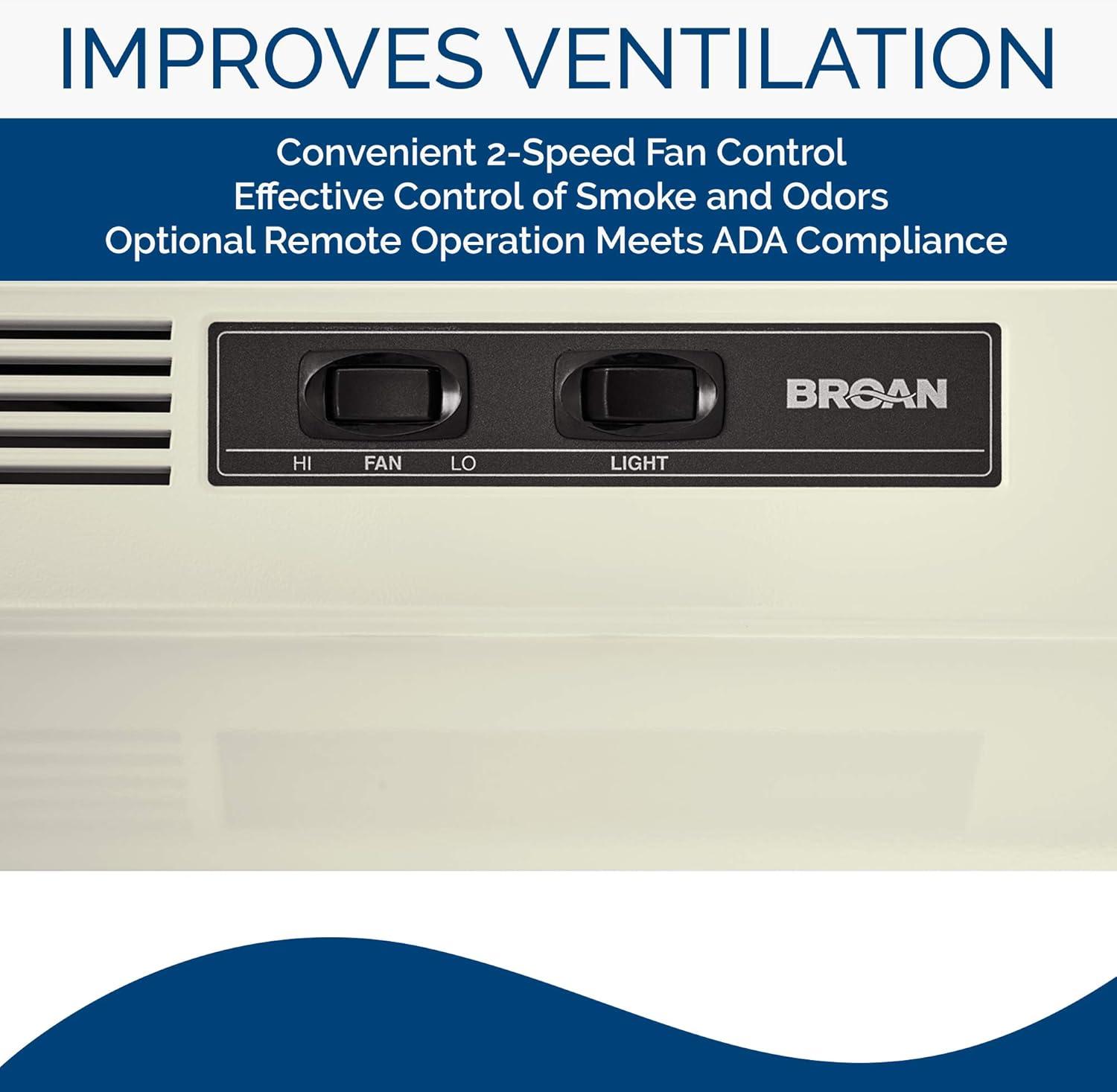 imageBroanNuTone BUEZ130WW NonDucted Ductless Range Hood with Lights Exhaust Fan for Under Cabinet 30Inch WhiteBiscuit