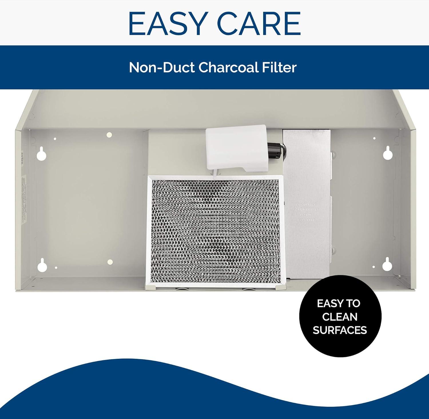 imageBroanNuTone BUEZ130WW NonDucted Ductless Range Hood with Lights Exhaust Fan for Under Cabinet 30Inch WhiteBiscuit