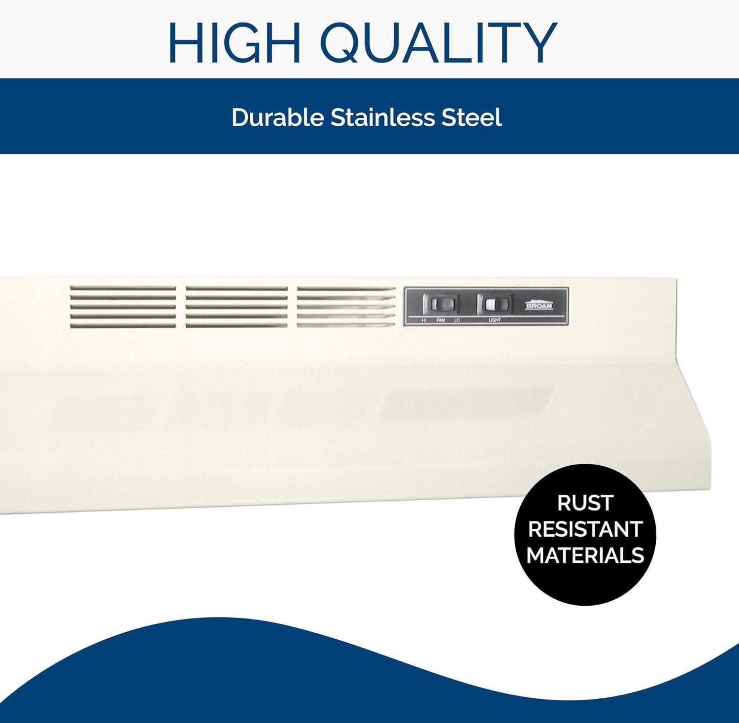 imageBroanNuTone BUEZ130WW NonDucted Ductless Range Hood with Lights Exhaust Fan for Under Cabinet 30Inch WhiteBiscuit