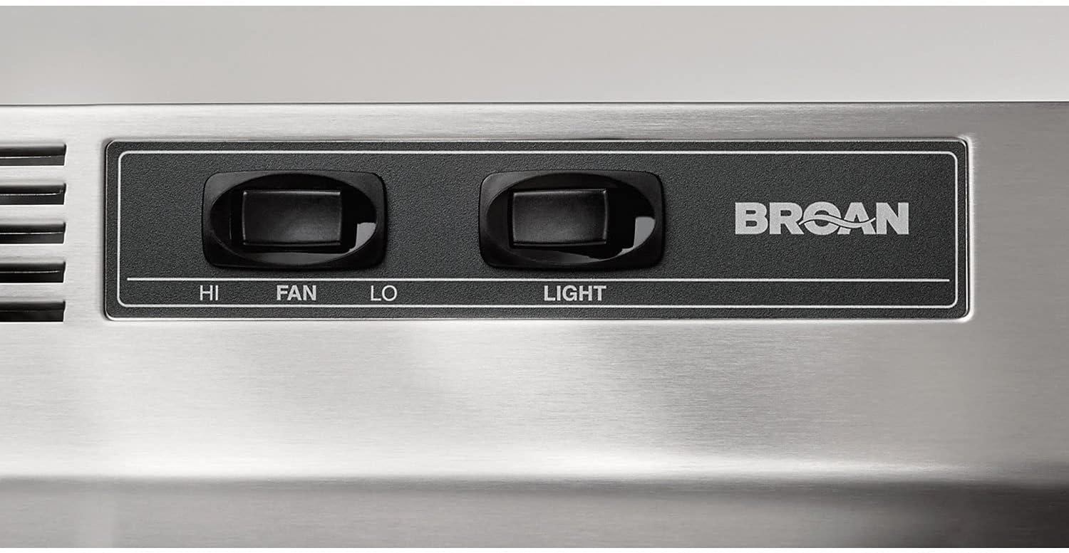 imageBroanNuTone BUEZ130WW NonDucted Ductless Range Hood with Lights Exhaust Fan for Under Cabinet 30Inch WhiteStainless Steel