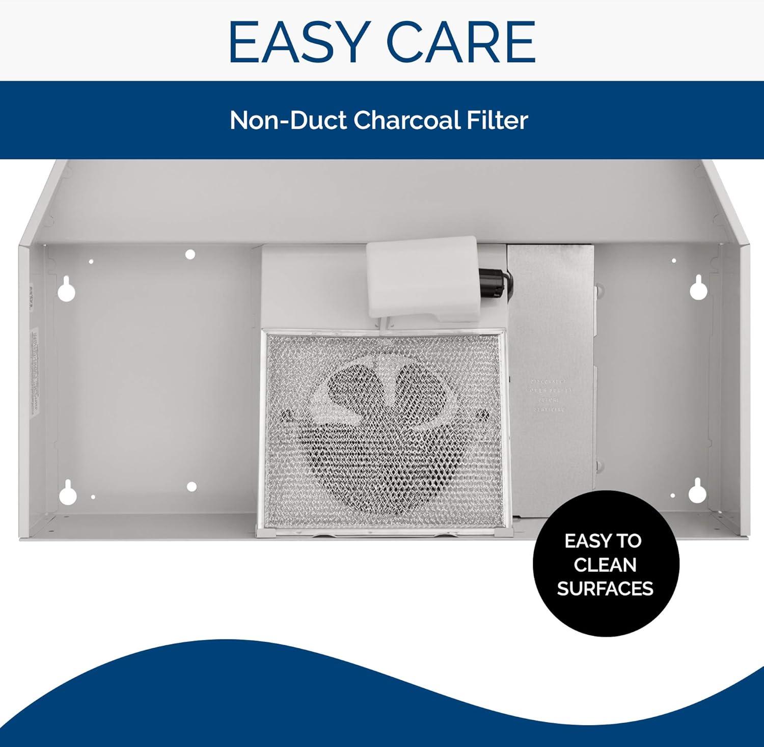 imageBroanNuTone BUEZ130WW NonDucted Ductless Range Hood with Lights Exhaust Fan for Under Cabinet 30Inch WhiteWhite