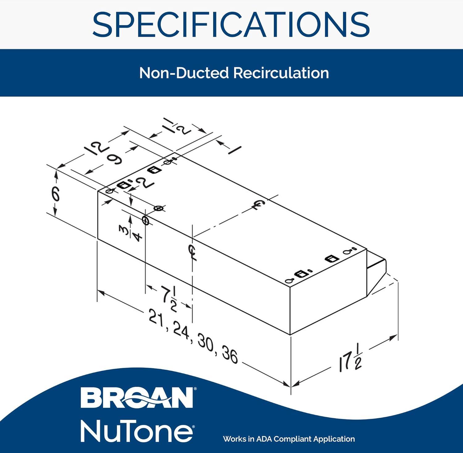 imageBroanNuTone BUEZ130WW NonDucted Ductless Range Hood with Lights Exhaust Fan for Under Cabinet 30Inch WhiteWhite
