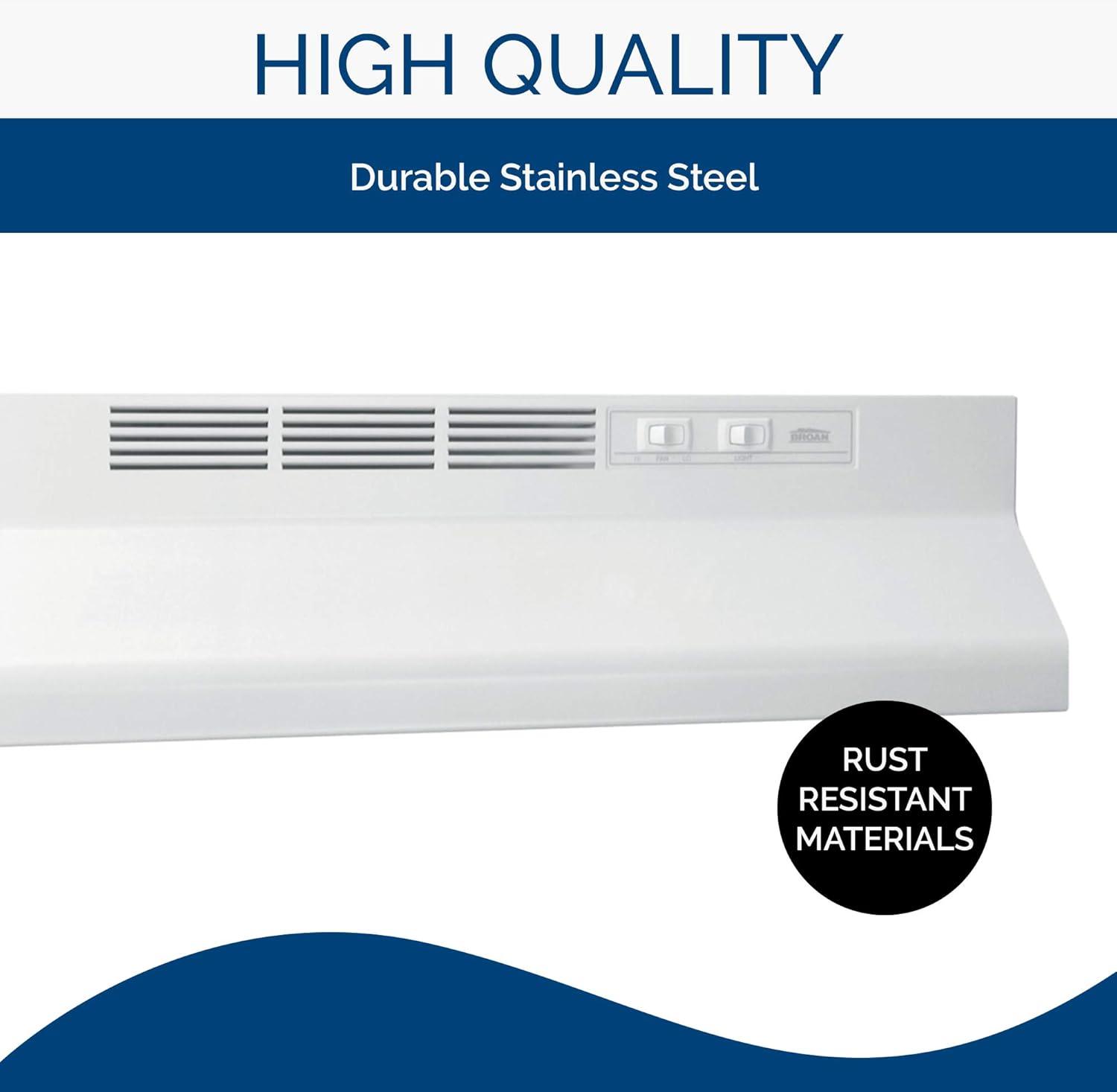 imageBroanNuTone BUEZ130WW NonDucted Ductless Range Hood with Lights Exhaust Fan for Under Cabinet 30Inch WhiteWhite