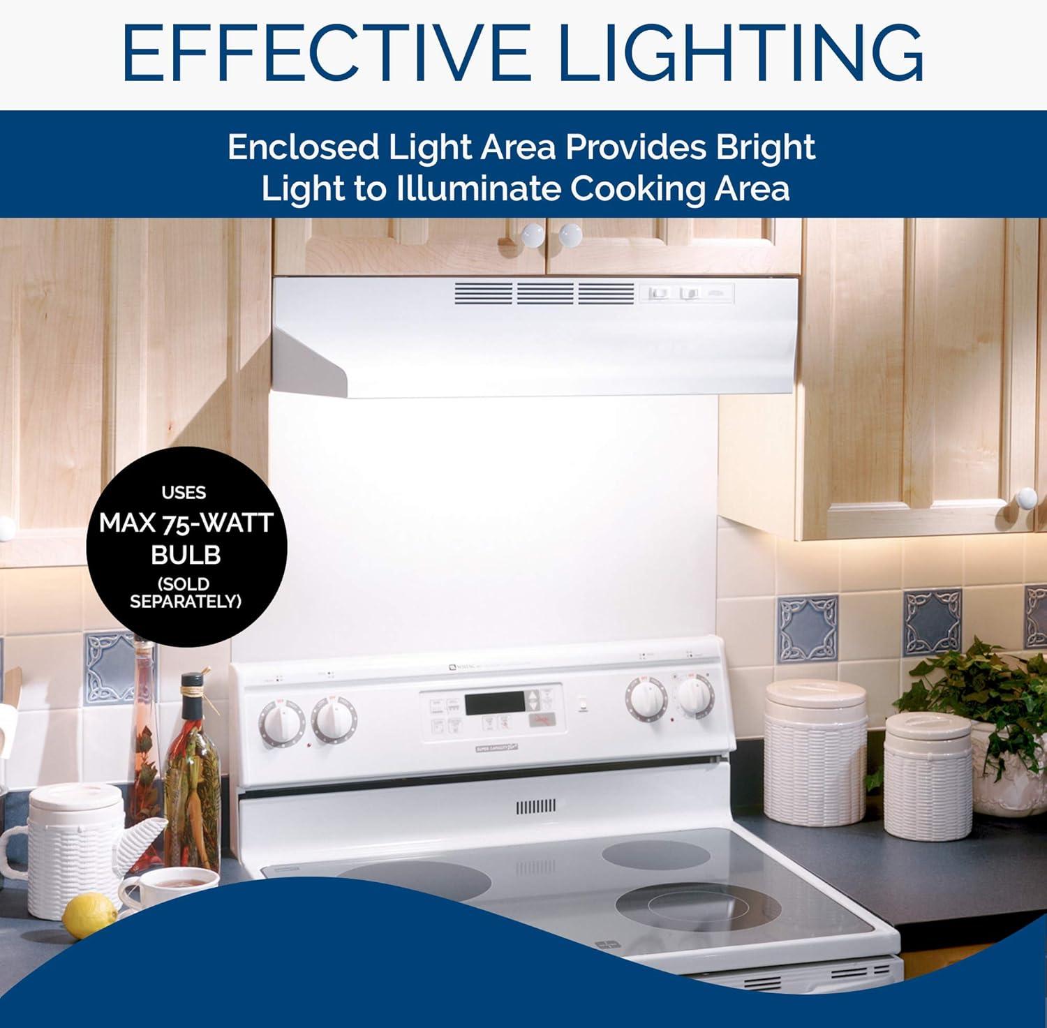 imageBroanNuTone BUEZ130WW NonDucted Ductless Range Hood with Lights Exhaust Fan for Under Cabinet 30Inch WhiteWhite