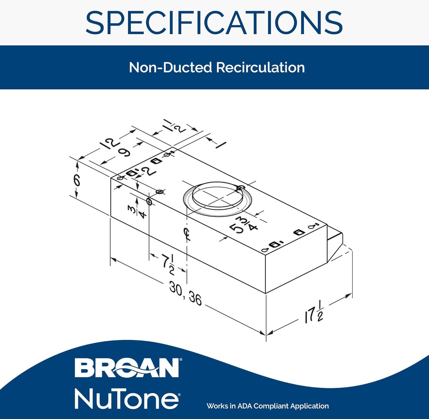 imageBroanNuTone Economy 30inch UnderCabinet Easy Install Range Hood with 2Speed Exhaust Fan and Light 230 Max Blower CFM BlackBlack