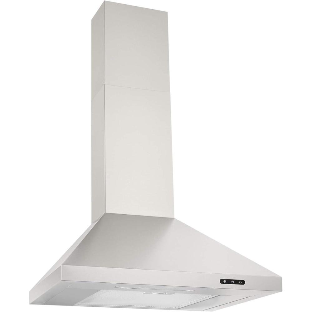 imageBroanNuTone 30inch WallMount Convertible ChimneyStyle Pyramidal Range Hood with 3Speed Exhaust Fan and Light 460 Max Blower CFM Black Stainless SteelStainless Steel