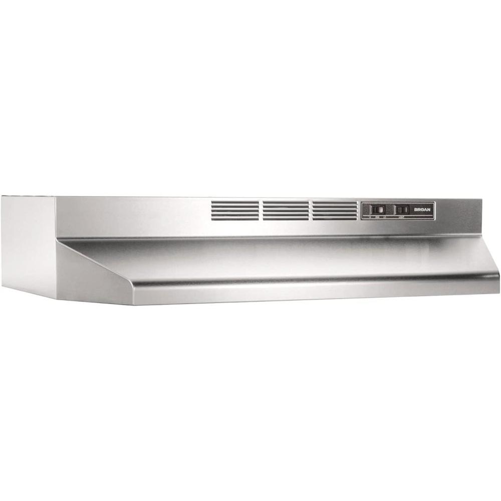 imageBroanNuTone BUEZ130WW NonDucted Ductless Range Hood with Lights Exhaust Fan for Under Cabinet 30Inch WhiteStainless Steel