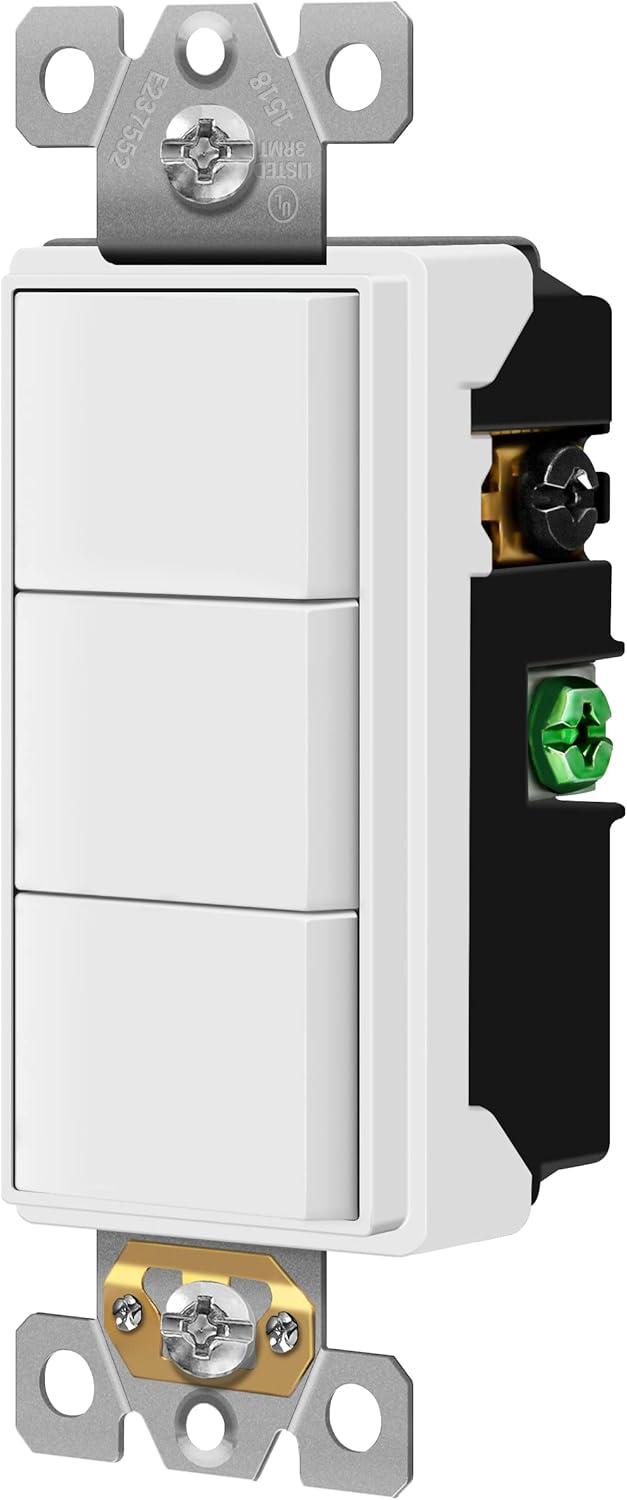 imageBroanNuTone BHFLED80 PowerHeat Bathroom Exhaust Fan Heater and LED Light Combination 80 CFM ampamp P3RW ThreeRocker Switch for Bathroom Exhaust Fan White Wall Control Knob80 CFM