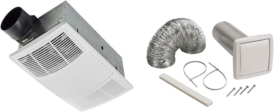 imageBroanNuTone BHFLED80 PowerHeat Bathroom Exhaust Fan Heater and LED Light Combination 80 CFM ampamp P3RW ThreeRocker Switch for Bathroom Exhaust Fan White Wall Control Knob80 CFM