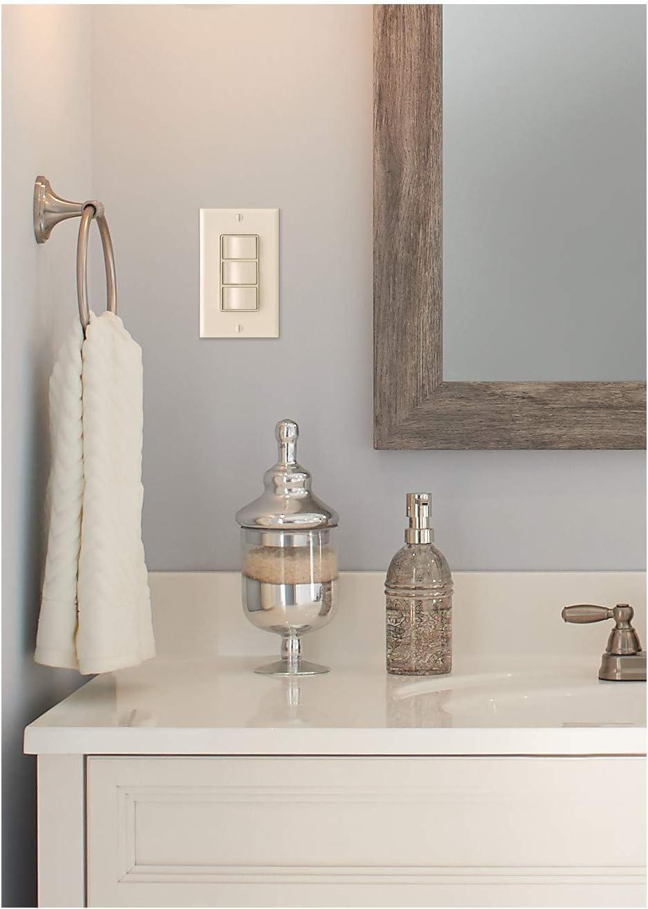 imageBroanNuTone BHFLED80 PowerHeat Bathroom Exhaust Fan Heater and LED Light Combination 80 CFM ampamp P3RW ThreeRocker Switch for Bathroom Exhaust Fan White Wall Control Knob80 CFM