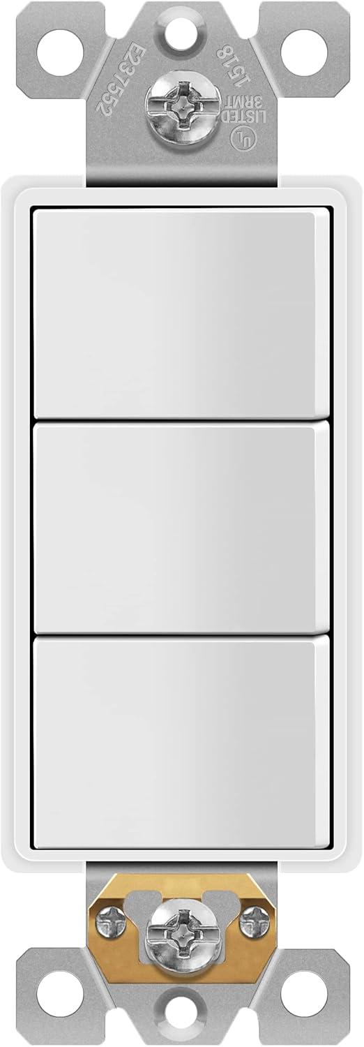 imageBroanNuTone BHFLED80 PowerHeat Bathroom Exhaust Fan Heater and LED Light Combination 80 CFM ampamp P3RW ThreeRocker Switch for Bathroom Exhaust Fan White Wall Control Knob80 CFM