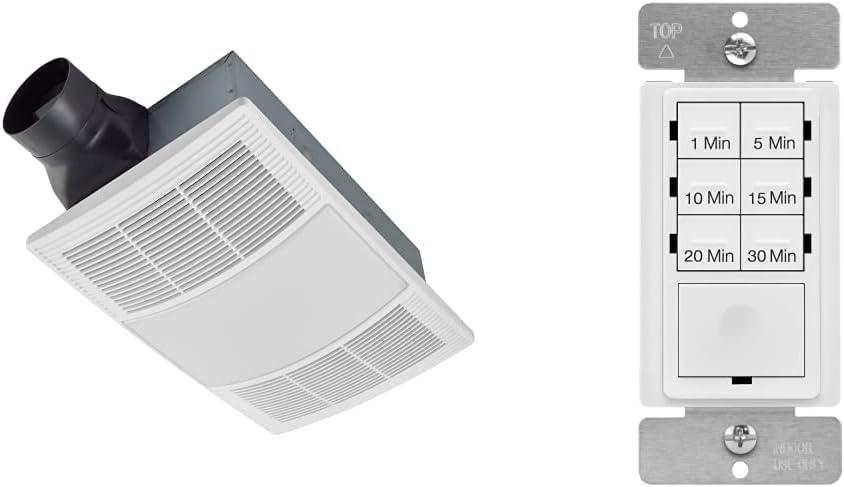 imageBroanNuTone PowerHeat Bathroom Exhaust Fan Heater Light and Enerlites Countdown Timer Switch BundleLED