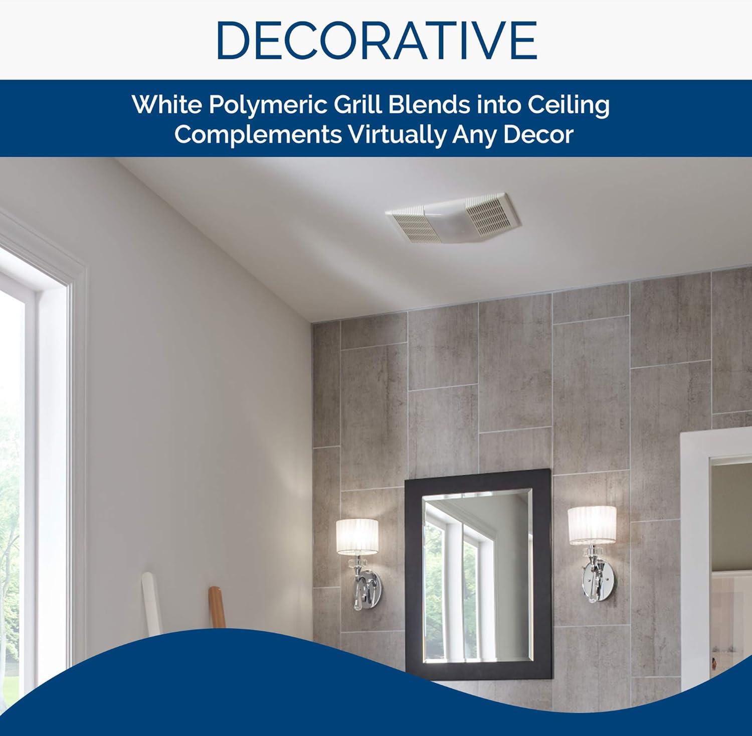 imageBroanNutone 668RP Ceiling Bathroom Exhaust Fan and Light Combo 100Watt Incandescent Lighting 40 Sones 70 CFM  WhiteFan and Light Combo